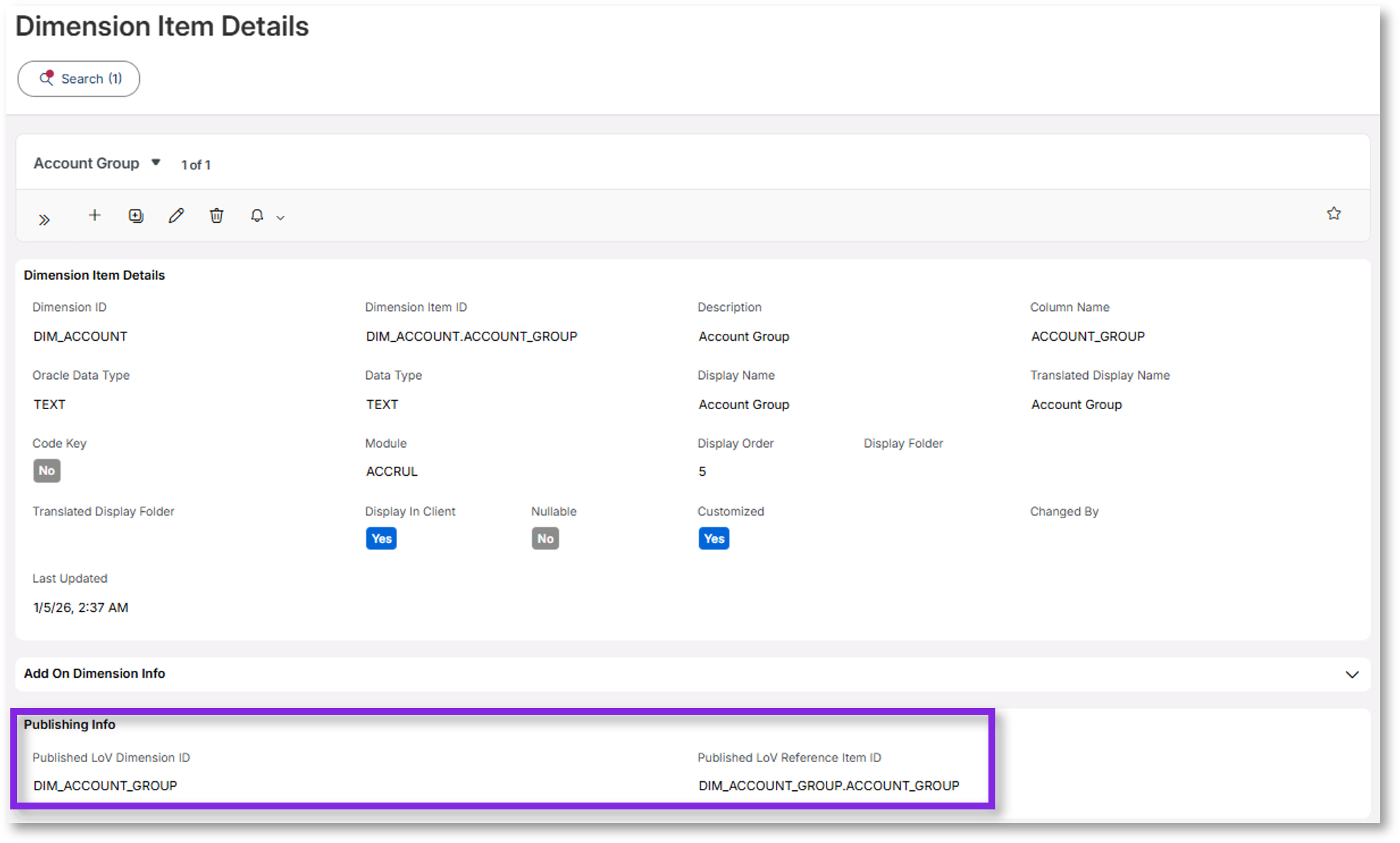 Examples - Custom Dimension LoV - Technical Documentation For IFS Cloud