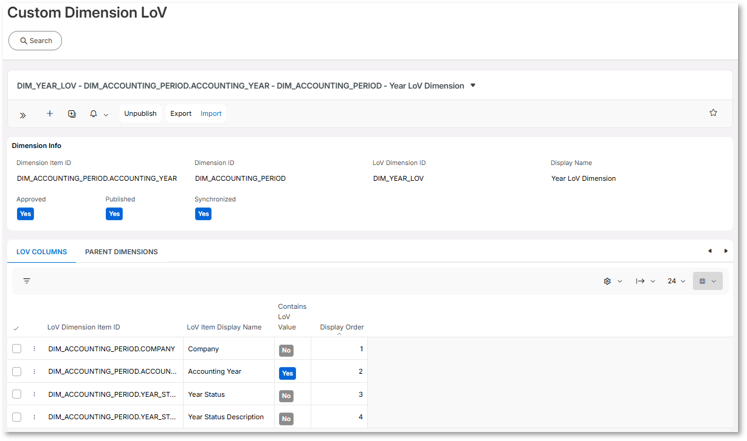 Examples - Custom Dimension LoV - Technical Documentation For IFS Cloud