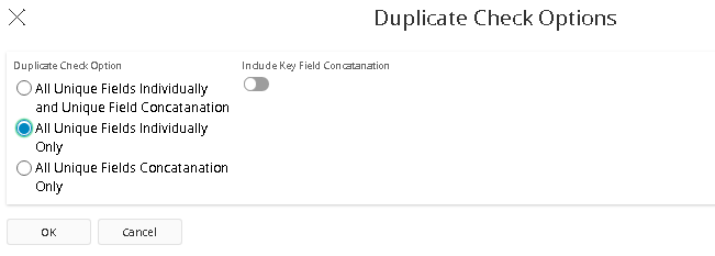 Check for Duplicates Options