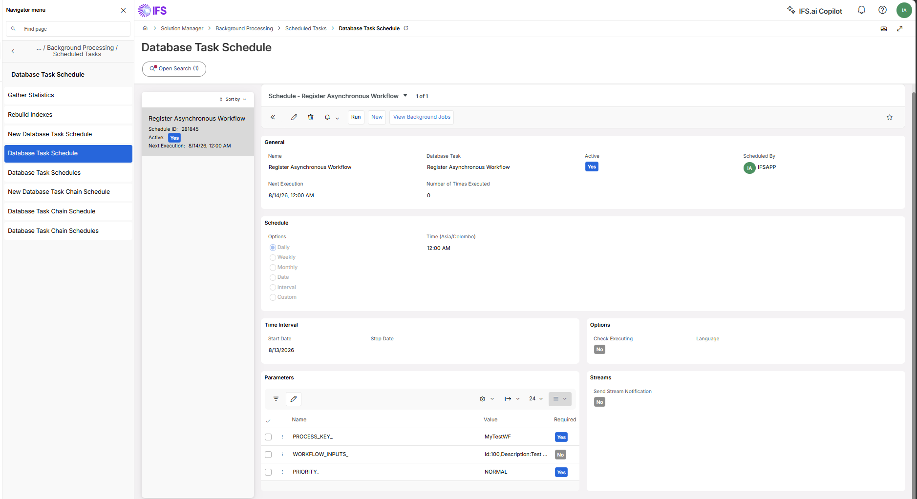 Final step of Database Task Schedule creation