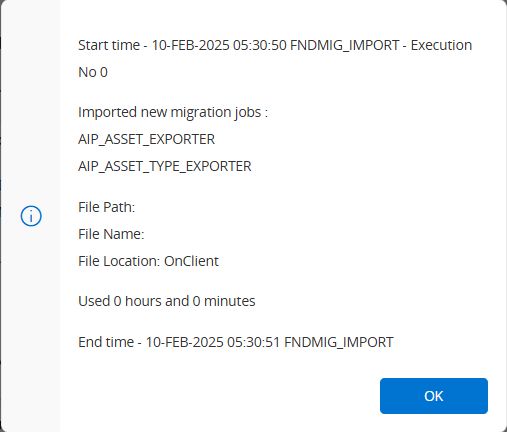 import mig job success message