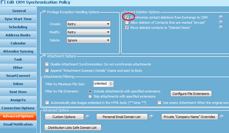 Advanced Contact Deletion option