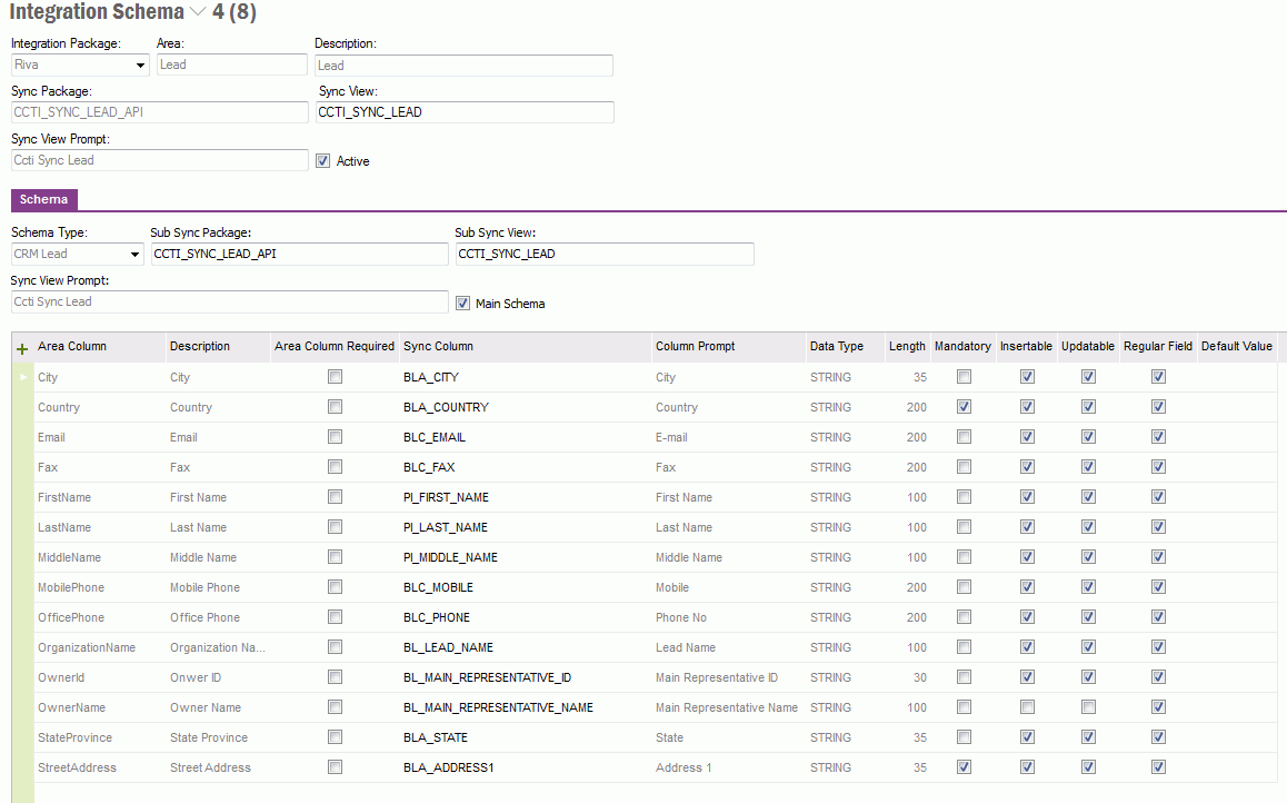 Integration Schema Lead